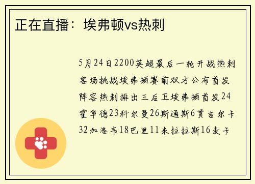正在直播：埃弗顿vs热刺